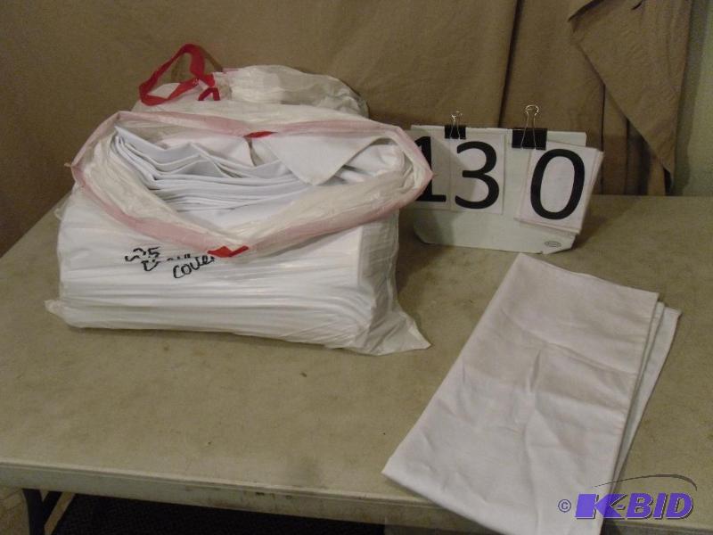 lot 130 image: Approximately 55 White Chair Covers. Hard to ...