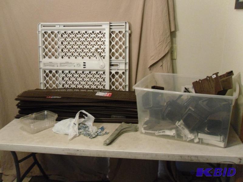 lot 133 image: Assorted New Gutter Parts, Baby  Pet Gate, a...