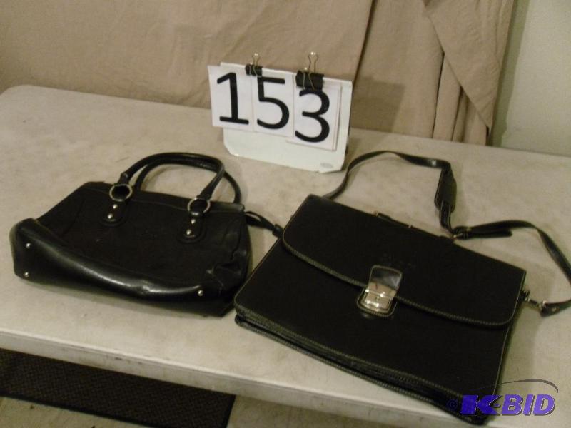 lot 153 image: Black BriefcaseFile Bag and Purse Both Marke...