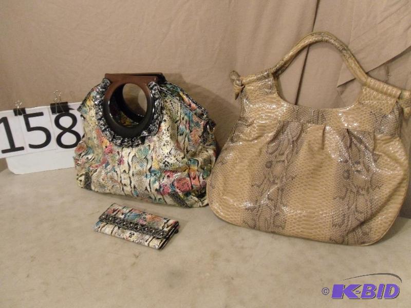 lot 158 image: Lot of 2 Purses and 1 Matching Wallet. All ap...