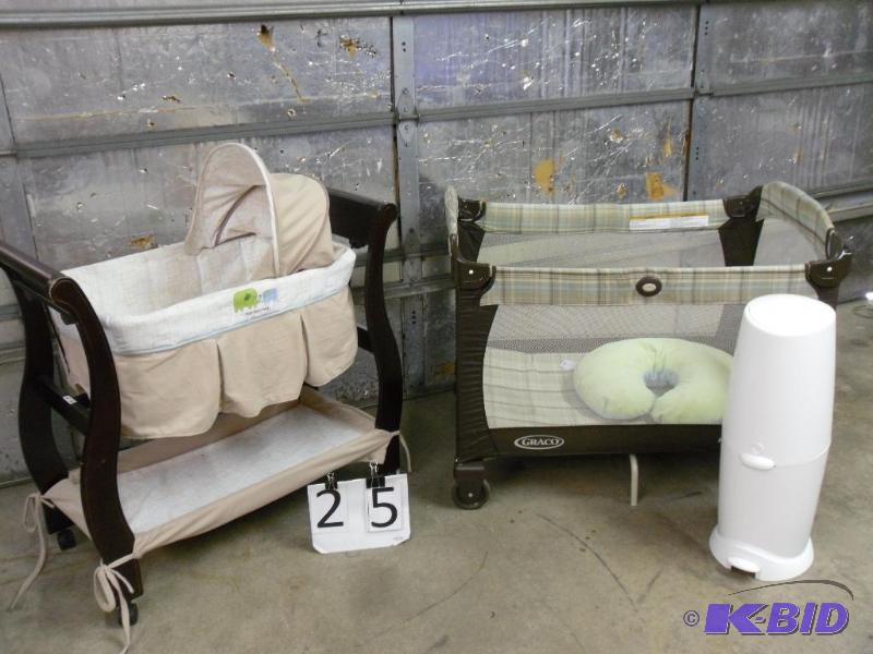 lot 25 image: Graco Pack and Play (no bag), Boppy, Diaper G...