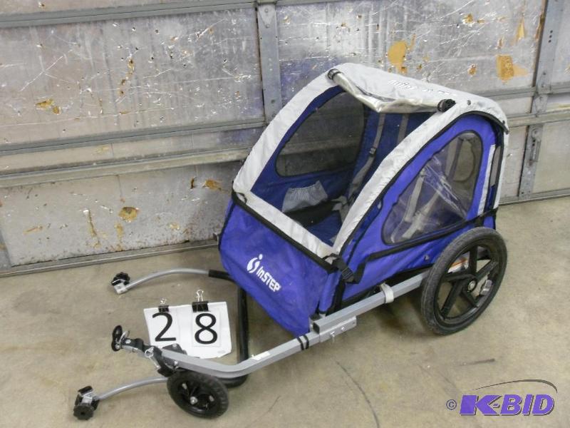 lot 28 image: In Step Bike Trailer  Stroller. Holds 2 chil...