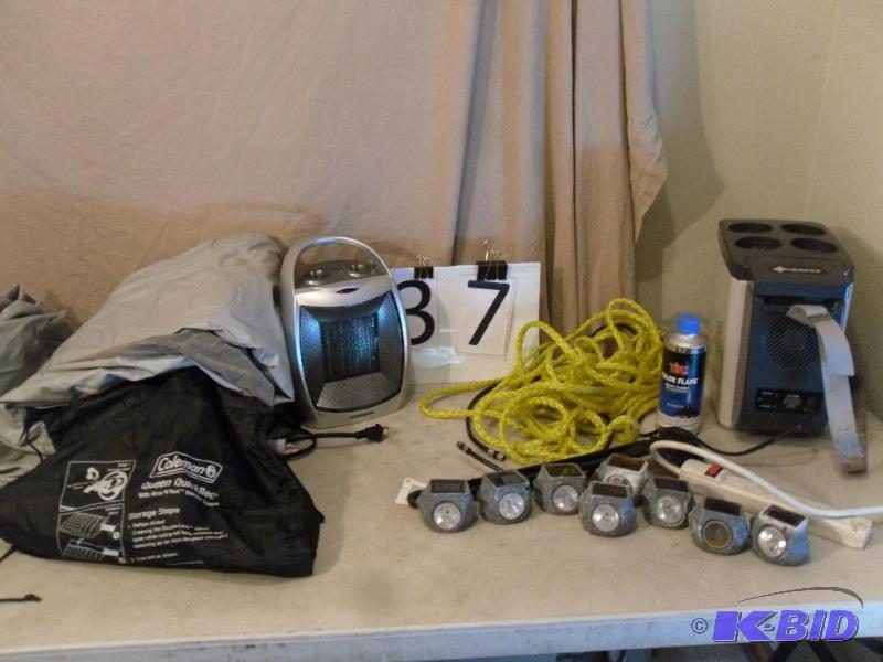 lot 37 image: Auto CoolerHeater, Solar Rock Lights, Powers...