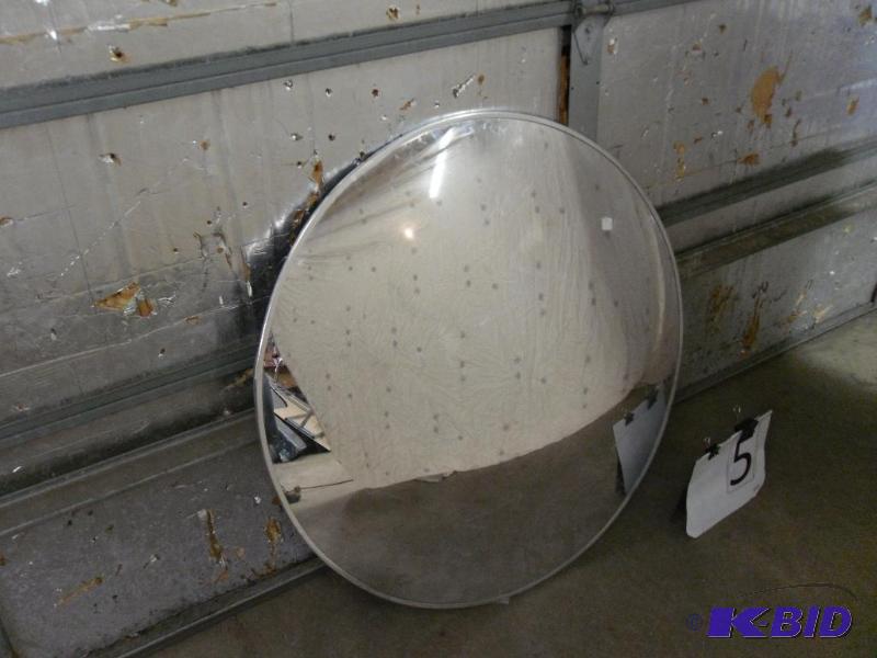 lot 5 image: Large Convex Security Mirror. Scratches, scuf...