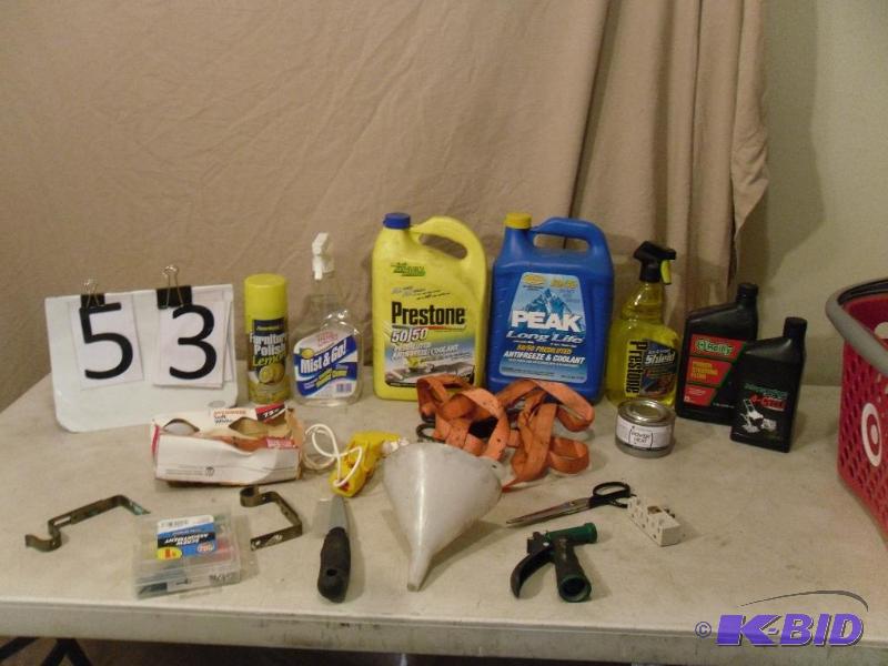 lot 53 image: Lot of Assorted Shop Supplies. Partial Bottle...