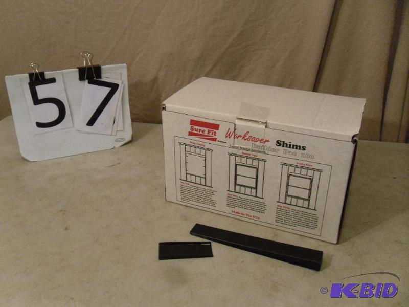 lot 57 image: Box of New Sure Fit Worksaver Shims. 100 pc B...