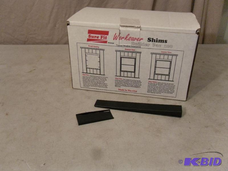 lot 61 image: Box of New Sure Fit Worksaver Shims. 100 pc B...