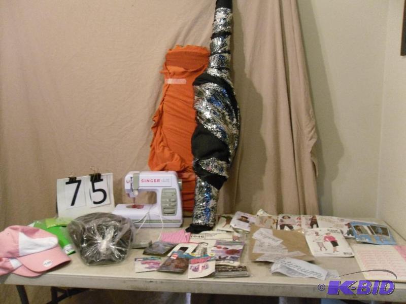 lot 75 image: Lot of Assorted Craft Items. Singer Elite Sew...