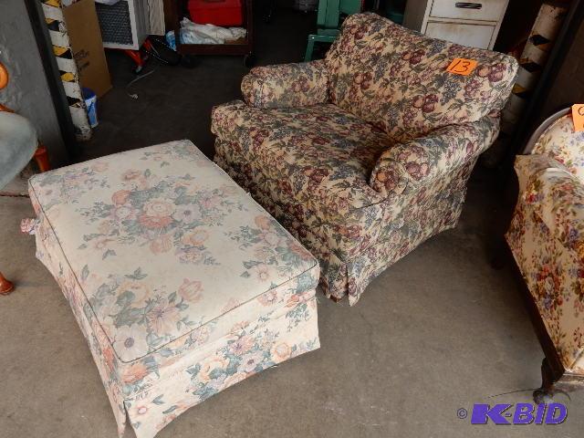Overstuffed Chair and Ottoman