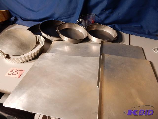 Cookie sheets and tufts edged cake pan