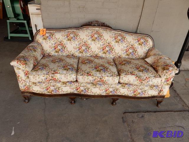 Vintage Wood and Upholstery Sofa