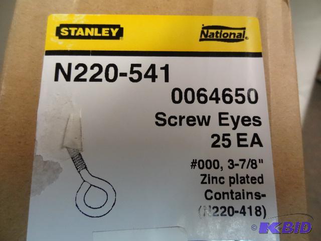 lot 143 image: Qty 25 NEW Stanley Screw Eyes Model N220-541....