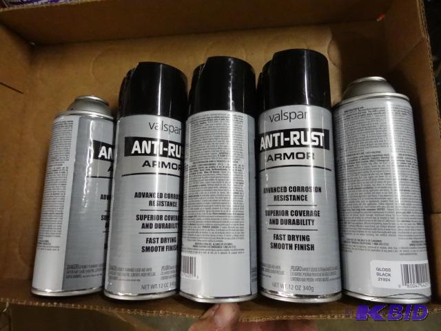 lot 235 image: Qty 5 NEW Valspar Anti-Rust Armor Spray Paint...