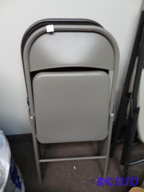 lot 25 image: Apears New Qty 2 Folding Chairs one dark brow...
