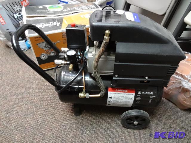 lot 26 image: Steele Air Compressor 6 Gallon, 120 Volt, 12 ...