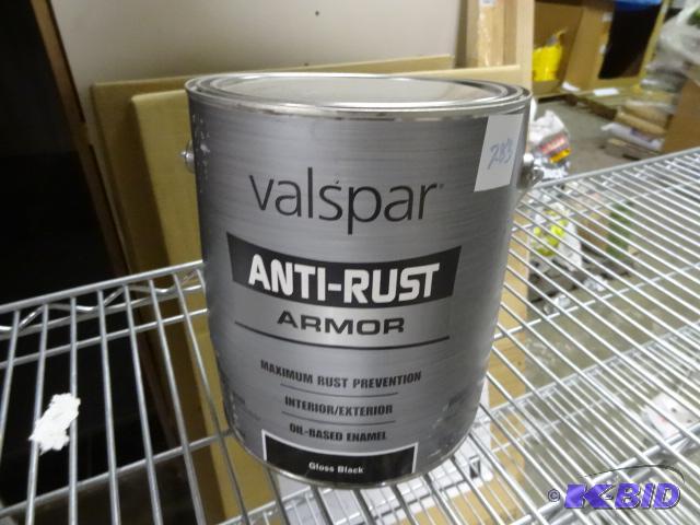 lot 283 image: NEW Valspar Anti-Rust Armor Gloss Black 1 gal...