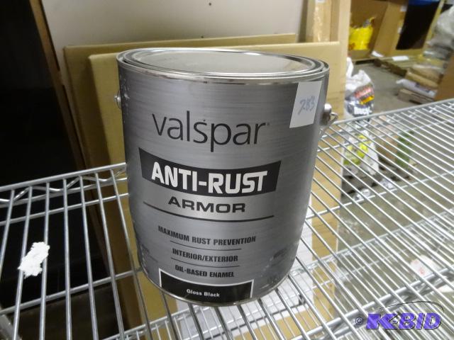 lot 284 image: NEW Valspar Anti-Rust Armor Gloss Black 1 gal...