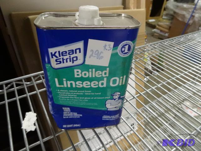 lot 296 image: Qty 3 NEW Klean Strip Boiled Lindseed Oil qt ...