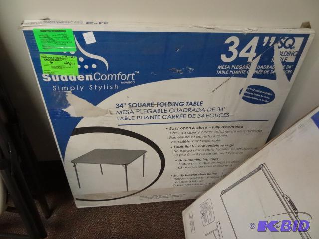 lot 33 image: NEW 34 in Sudden Comfort Square Folding Table...