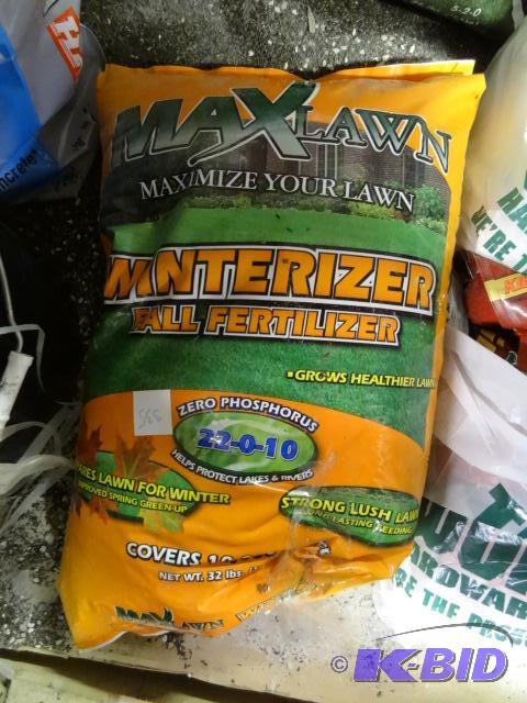 lot 335 image: Approx 32 lbs Max Law Winterizer Fertilizer 2...