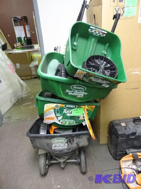 lot 5 image: LOT Qty 4 Scotts Fertilizer Spreaders. All ne...