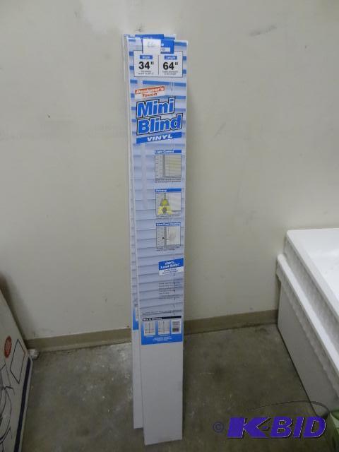 lot 66 image: Qty 3 NEW White Vinyl Mini Blinds 34 in x 64 ...
