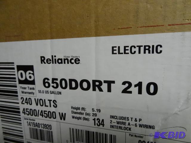 lot 7 image: NEW in Box Reliance Water Heater, Electric, 5...