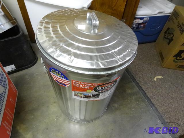lot 78 image: NEW Behrens 20 Gallon Galvanized Steel Garbag...