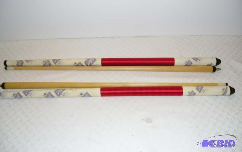lot 20011 image: SCHLITZ Beer (2) vintage Pool  Billiard Cue Sticks 57