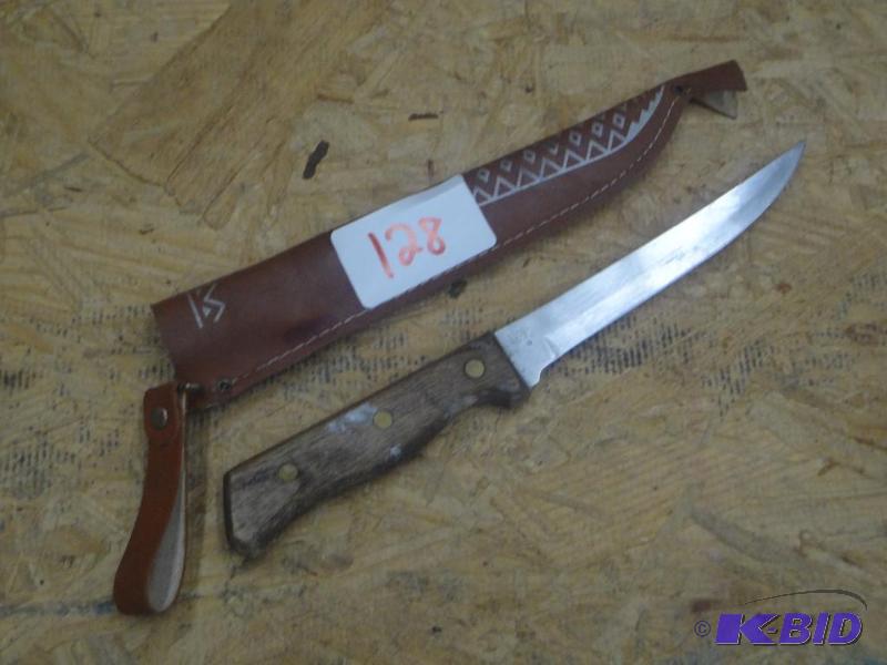 Wood Handled Fillet Knife With Sheathe...