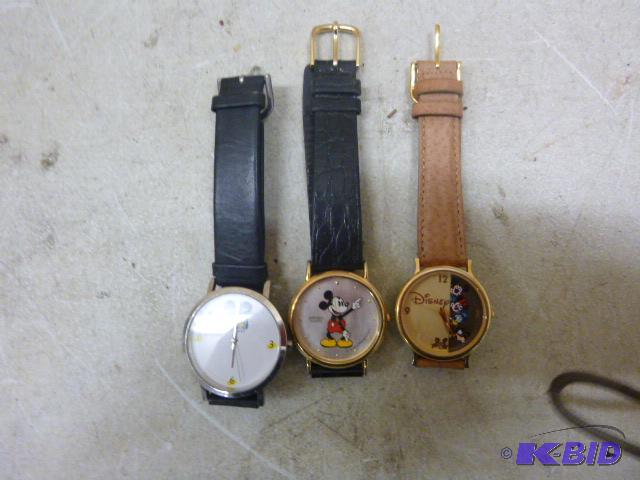 lot 134 image: 3 Mickey Mouse Watches...