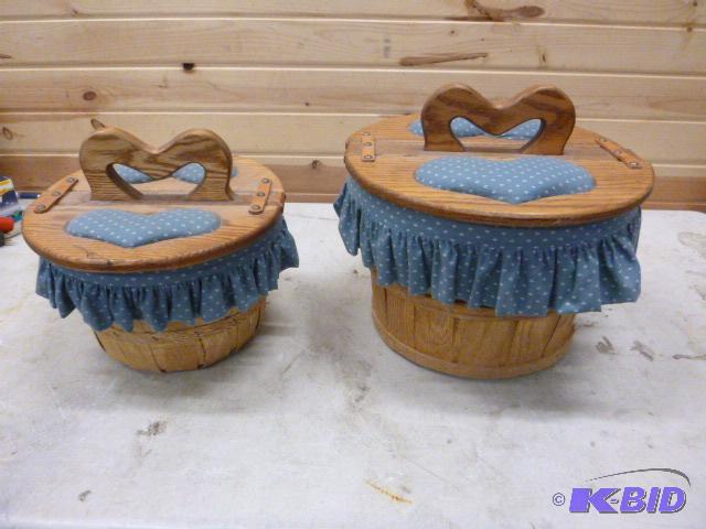 lot 229 image: 2 Heart Yarn Baskets...