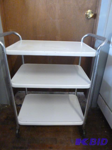 lot 55 image: Metal Cart on Wheels 32" X 23" X 16...