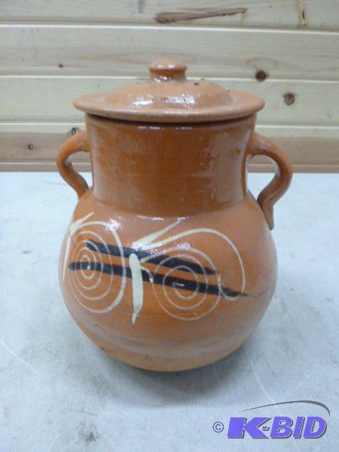 lot 91 image: Clay Pot with Lid (Cookie Jar)...