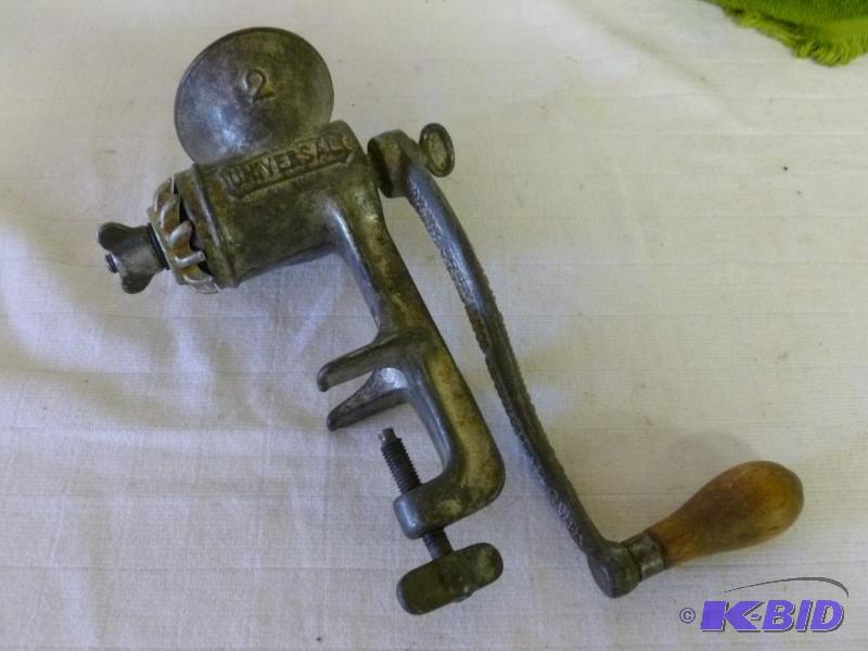 lot 100 image: Antique L. F&ampC Universal 2 cast iron meat...
