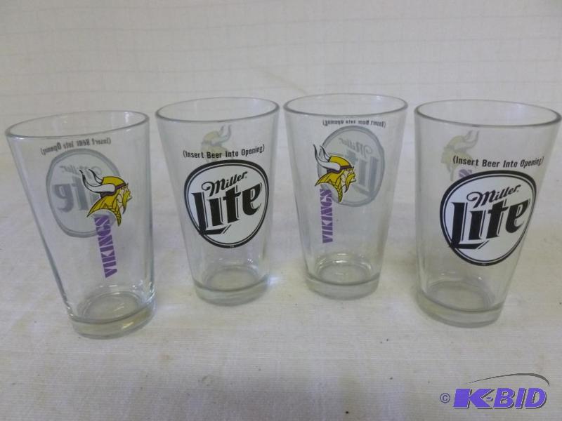 lot 113 image: Lot of four Miller Lite - Minnesota Vikings b...