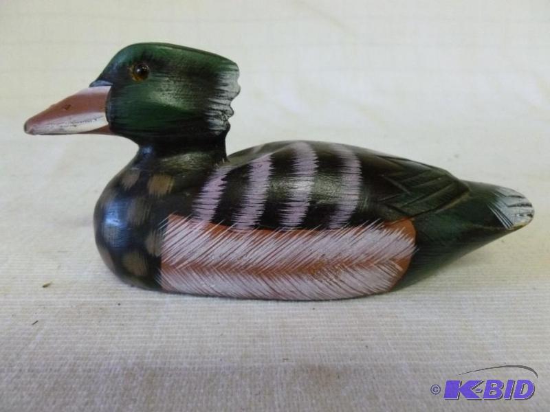 lot 120 image: Beautiful hand painted wooden duck decoration...