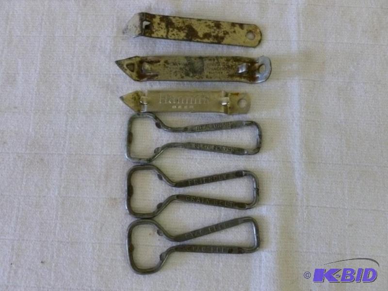 lot 160 image: Lot of six vintage bottle openers that includ...