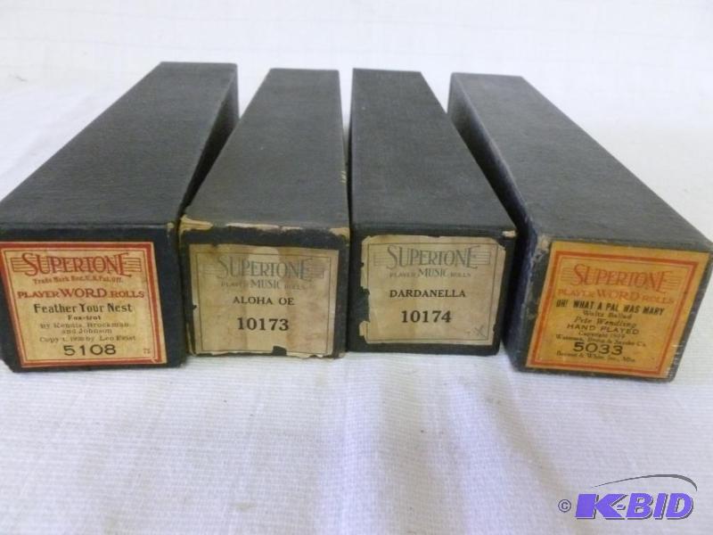 lot 179 image: Lot of four antique player piano rolls....