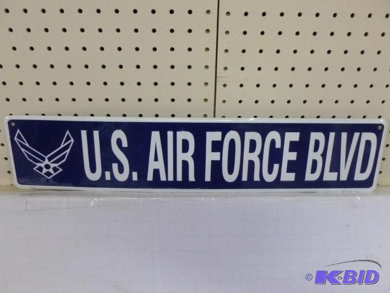 lot 189 image: U.S Air Force Blvd. embossed metal sign that ...