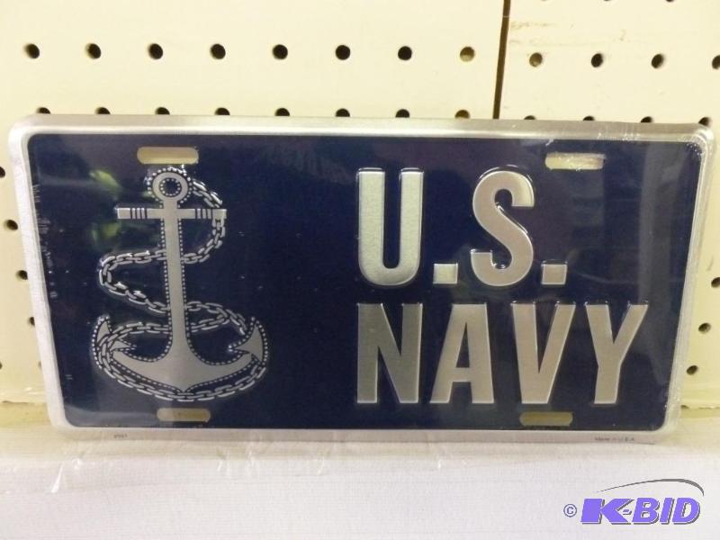 lot 193 image: U.S Navy embossed metal license plate sign th...