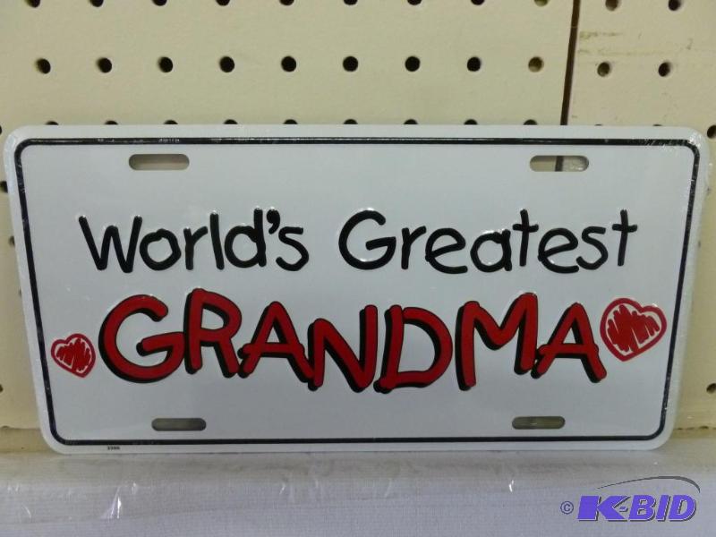 lot 198 image: Worlds Greatest Grandma embossed metal licen...