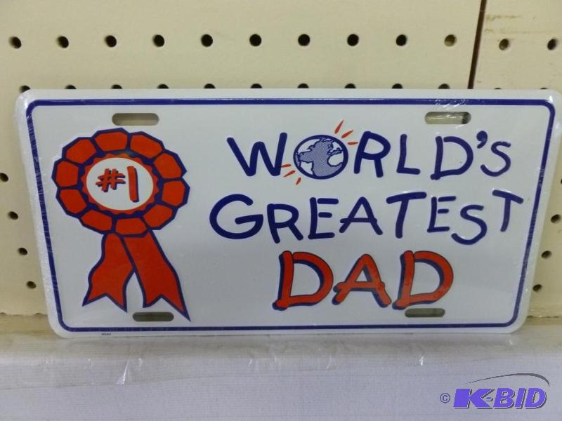 lot 199 image: Worlds Greatest Dad embossed metal license p...