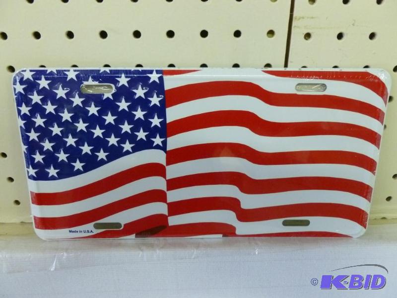 lot 200 image: U.S Flag embossed metal license plate sign th...