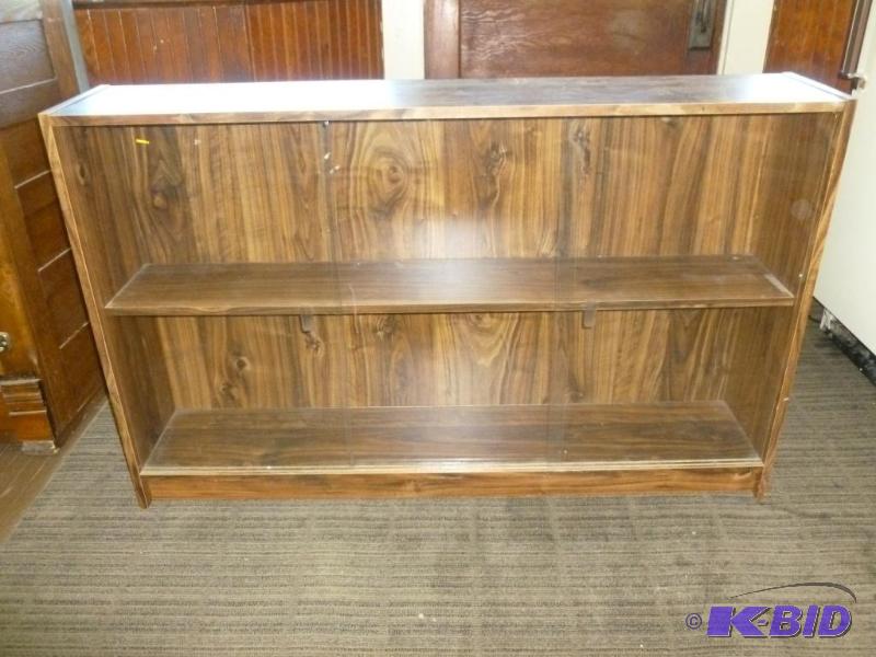 lot 42 image: Large wood and sliding glass front display ca...