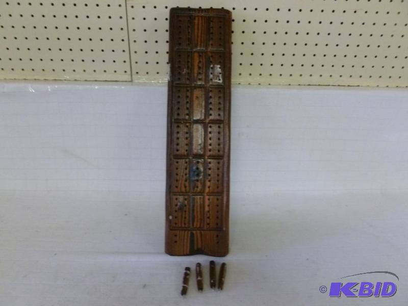 lot 57 image: Large wooden cribbage board, measures 21"...