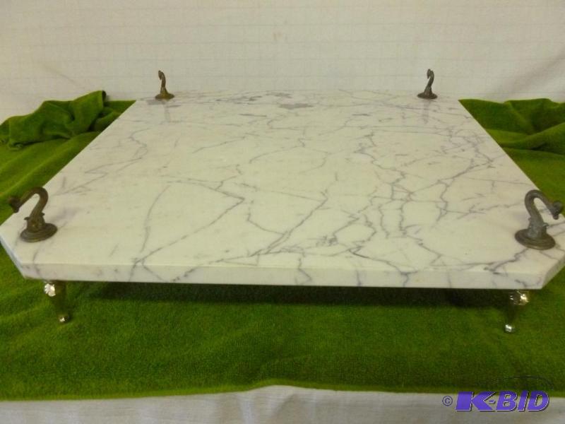 lot 84 image: Large vintage hanging marble plant stand that...