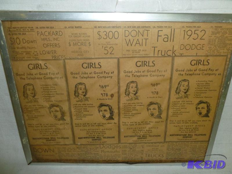 lot 87 image: Vintage 1952 Northwestern Bell metal framed a...