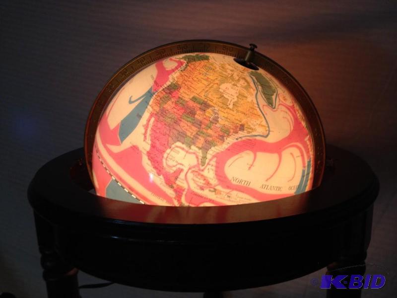 Lighted World Globe wWood Base