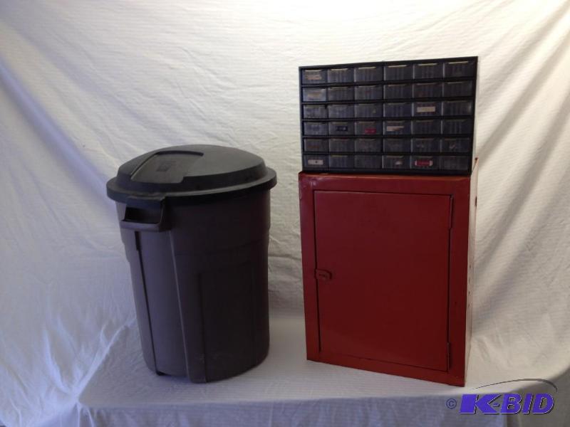 Trash Can, Metal Cabinet, Storage Bins